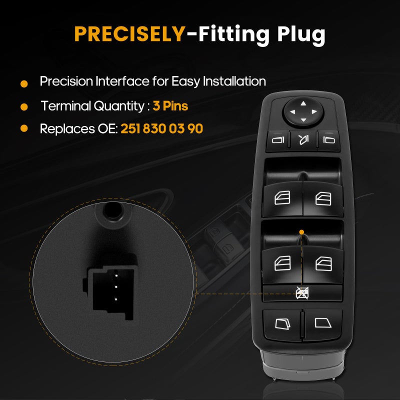 ROADFAR Window Switch Power Window Switch Master Control Switch Front Driver Side Replacement Parts fits for 2007-2009 Mercedes-Benz GL320 R320 2010-2012 GL350 2007-2012 GL450 2008-2012 GL550 2518300390 - Image 5